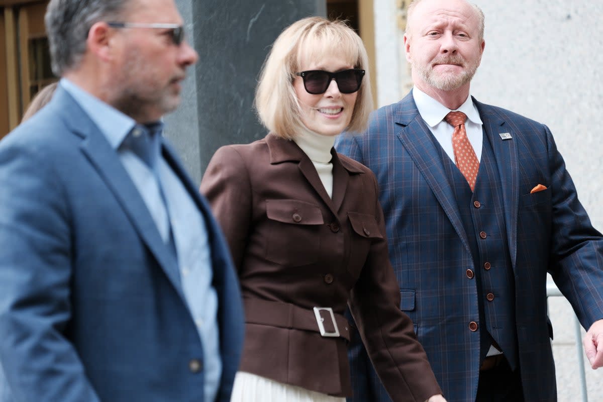 E Jean Carroll departs the courthouse after Tuesday’s verdict  (Getty Images)
