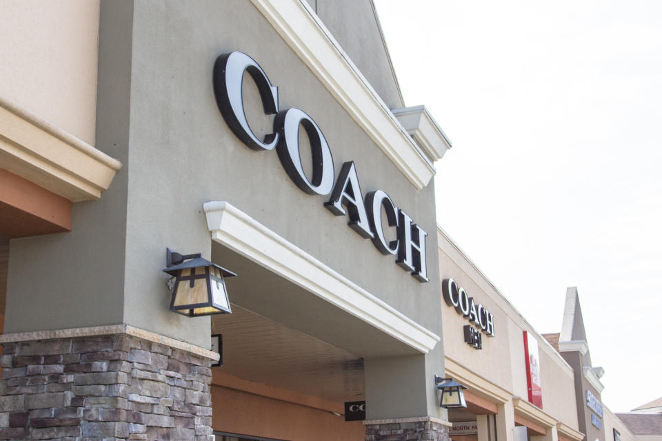 Frankenmuth, Michigan, USA - October 9, 2018: Exterior of the upscale brand Coach on the store exterior of the popular Birch Run outlet mall in Frankenmuth, Michigan.