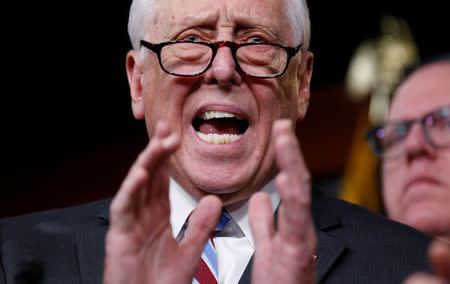 Rep. Steny Hoyer (D-MD) speaks during a news conference after President Donald Trump and the U.S. Congress failed to reach a deal on funding for federal agencies on Capitol Hill in Washington, U.S., January 20, 2018. REUTERS/Joshua Roberts