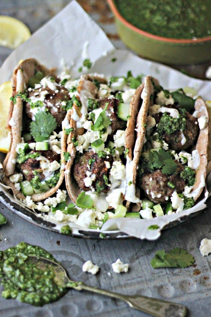 Grilled Lamb Meatball Gyros