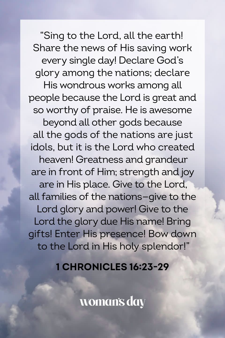 bible verses about worship 1 chronicles 16 23 29