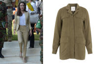 <p>In June, Angelina Jolie made a speech dressed in a light khaki suit and white t-shirt by Everlane. The smart casual look was so influential that searches for the colour <a rel="nofollow noopener" href="https://www.johnlewis.com/minimum-oktavia-jacket-khaki/p3311495" target="_blank" data-ylk="slk:khaki;elm:context_link;itc:0;sec:content-canvas" class="link ">khaki</a> peaked on John Lewis’ site that same month.<br><i>[Photo: Getty/John Lewis]</i> </p>
