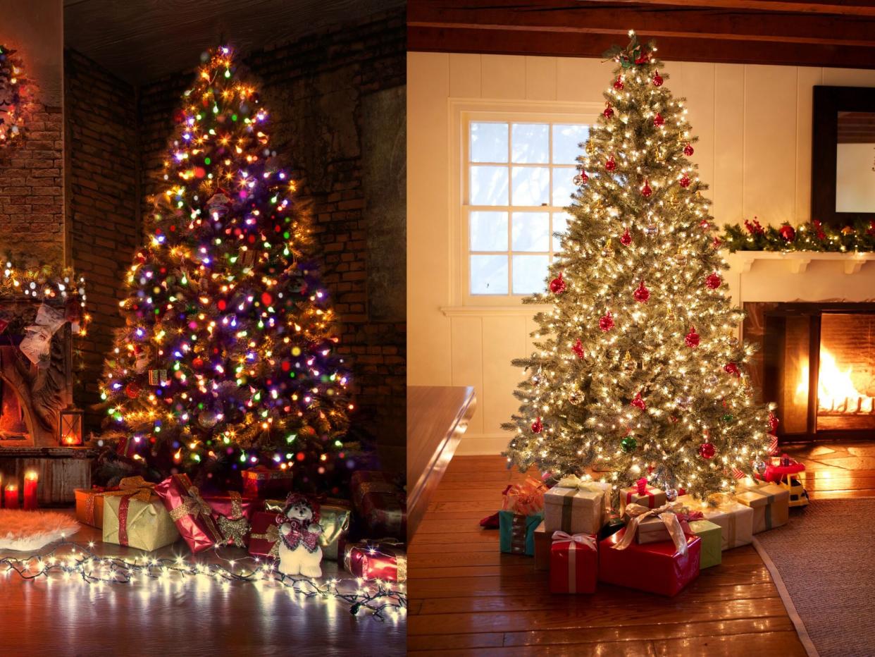 Multi Color Light and White Light Christmas Tree