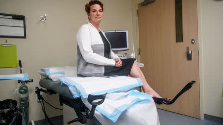 Dr. Colleen McNicholas, board certified OBGYN and abortion provider at Reproductive Health Services of Planned Parenthood of the St. Louis Region, sits inside a testing office at the Reproductive Health Services of Planned Parenthood St. Louis Region, Missouri's sole abortion clinic, in St. Louis, Missouri, U.S. May 28, 2019. REUTERS/Lawrence Bryant