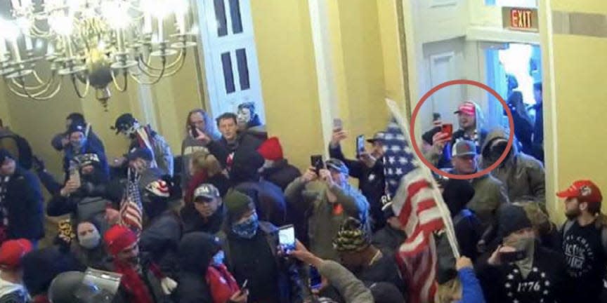 Surveillance footage captured Anton Lunyk inside the US Capitol on January 6, 2021.