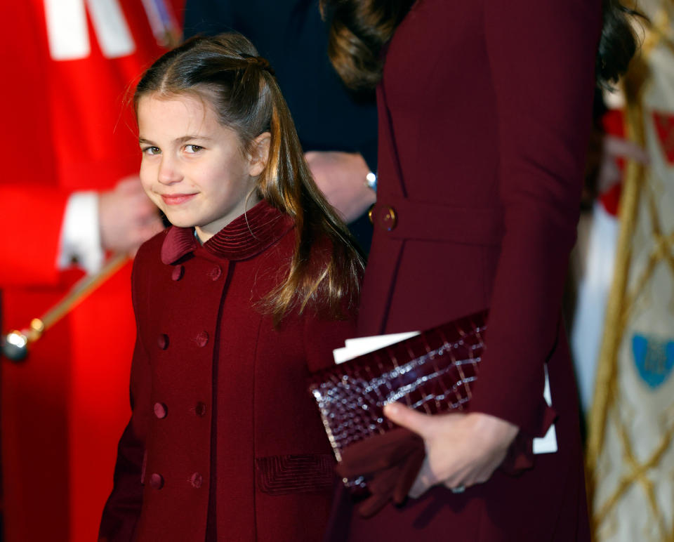 LONDON, UNITED KINGDOM - DECEMBER 15: (EMBARGOED FOR PUBLICATION IN UK NEWSPAPERS UNTIL 24 HOURS AFTER CREATE DATE AND TIME) Princess Charlotte of Wales attends the 'Together at Christmas' Carol Service at Westminster Abbey on December 15, 2022 in London, England. Spearheaded by Catherine, Princess of Wales and supported by The Royal Foundation, this year's carol service is dedicated to Her late Majesty Queen Elizabeth II and the values she demonstrated throughout her life. (Photo by Max Mumby/Indigo/Getty Images)