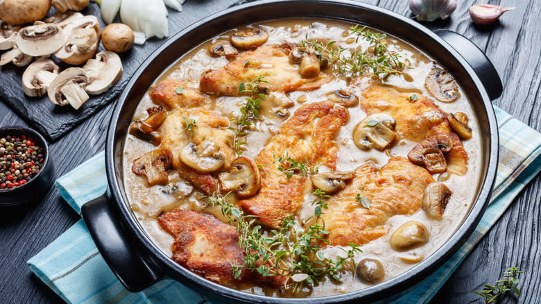 skillet of chicken marsala