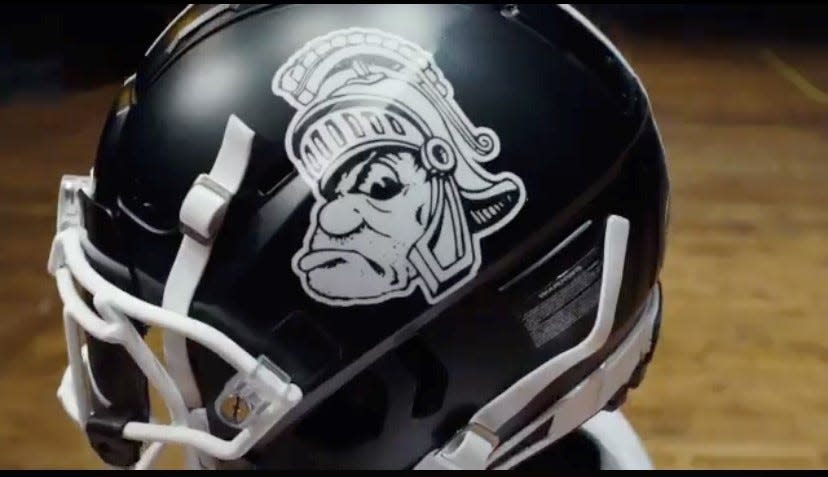 Michigan State football unveiled an alternate Gruff Sparty helmet on Thursday, Dec. 10, 2020.
