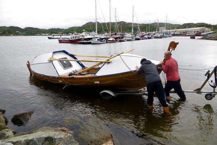 He took three years to build his wooden boat, named Sleipnir (Duncan Hutchinson / JustGiving)