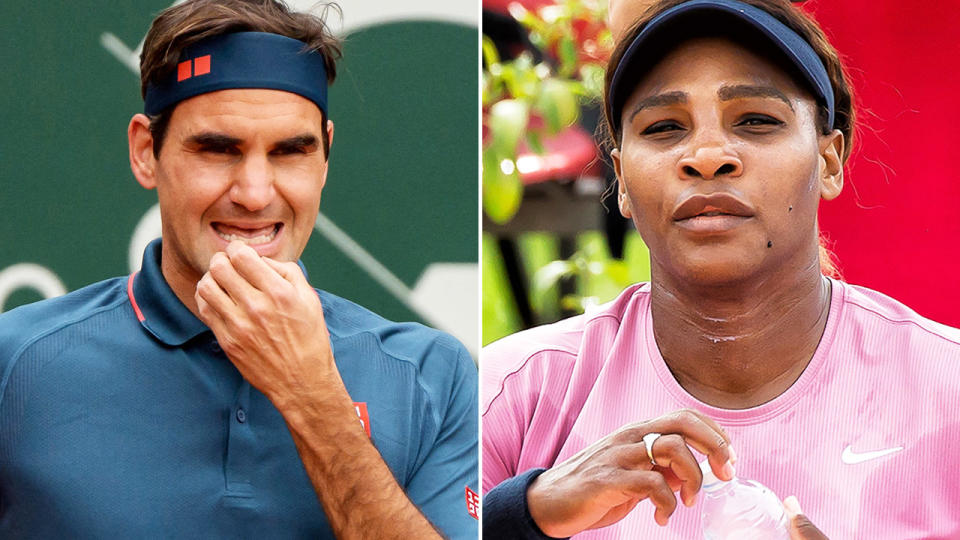 Roger Federer and Serena Williams, pictured here in action in Geneva and Parma.