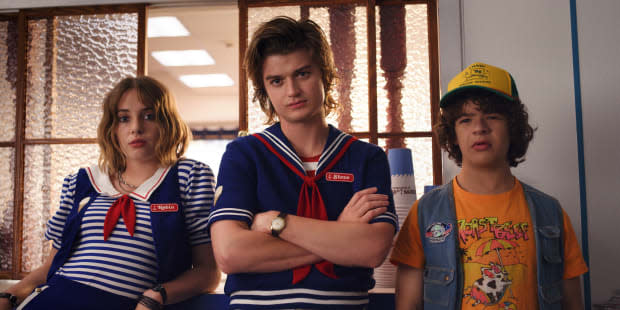 Wait until you see the shorts. Robin (Maya Hawke), Steve and Dustin in another excellent T.