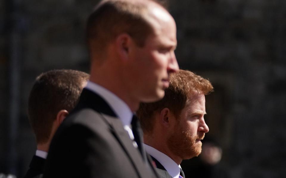 The Dukes of Cambridge and Sussex did not address each other during the procession, instead maintaining a dignified focus upon the coffin of their grandfather