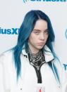 <p>In 2018, Billie dyed her hair bright blue, even though she ended up regretting it. <a href="https://www.buzzfeed.com/christianzamora/plot-twist-billie-eilish-hates-her-blue-hair-and-the-color" rel="nofollow noopener" target="_blank" data-ylk="slk:She told BuzzFeed;elm:context_link;itc:0;sec:content-canvas" class="link ">She told <em>BuzzFeed</em></a><em>,</em> blue is her least favorite color. "Here's what’s annoying: I hate the color blue — it's my least favorite color. I don’t know how I ended up dying it blue," she explained. Billie also says it was really hard work to get rid of the color, which is probably how she ended up with the blue gray look. </p>