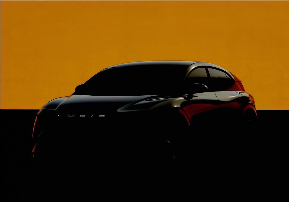 A teaser image of Lucid's upcoming mid-size SUV (credit: Lucid Motors)