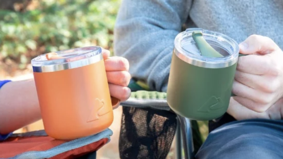 This insulated mug is great for coffee or soup.