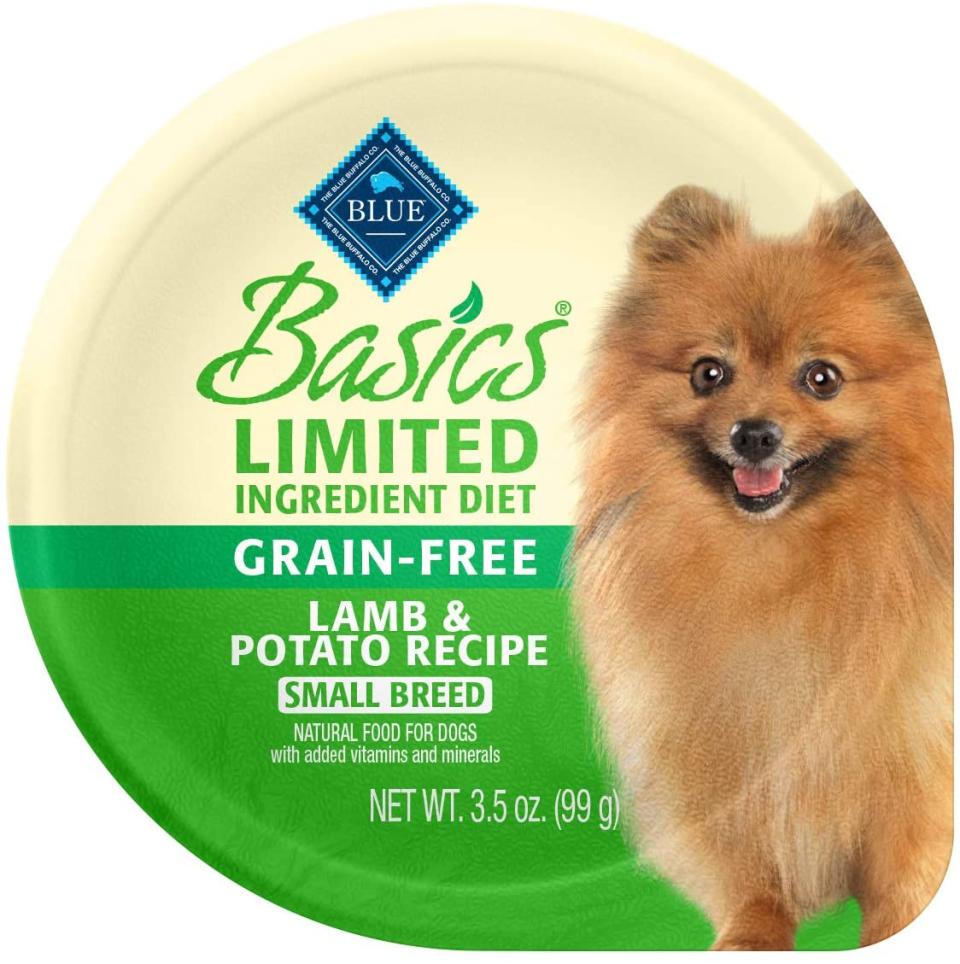 Dog food for allergies:  Blue Buffalo Basics Limited Ingredient Diet, Natural Adult Small Breed Dry Dog Food and Wet Dog Food Cups