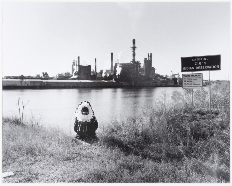 Zig Jackson (Mandan, Hidatsa, Arikara, b. 1957); Entering Zigs Indian Reservation (Hutchinson Island, Georgia), c. 1990-2000s; Gelatin silver print; The Lorlee and Arnold Tenenbaum Collection; © Zig Jackson