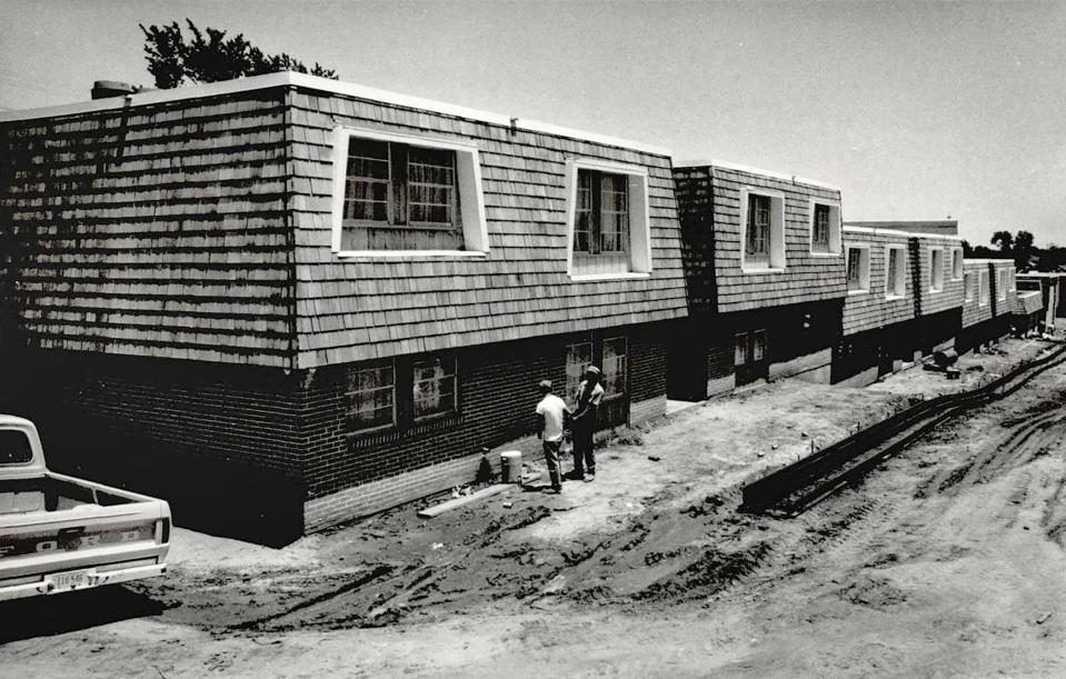 The Capitol View Apartments at 801 NE 8, shown in this photo taken in 1969 while still under construction, was built as Section 8 housing but was torn down in 2007 to make way for new development including an Embassy Suites Hotel. The Oklahoman File.