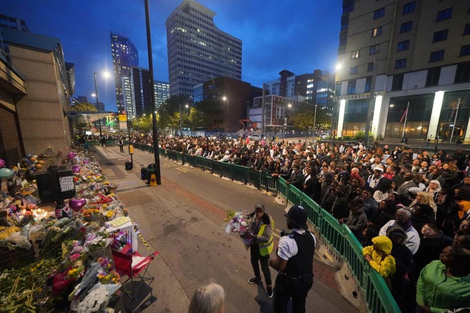 Vigil outside Whitgift Shopping Centre on October 4, 2023 (PA)