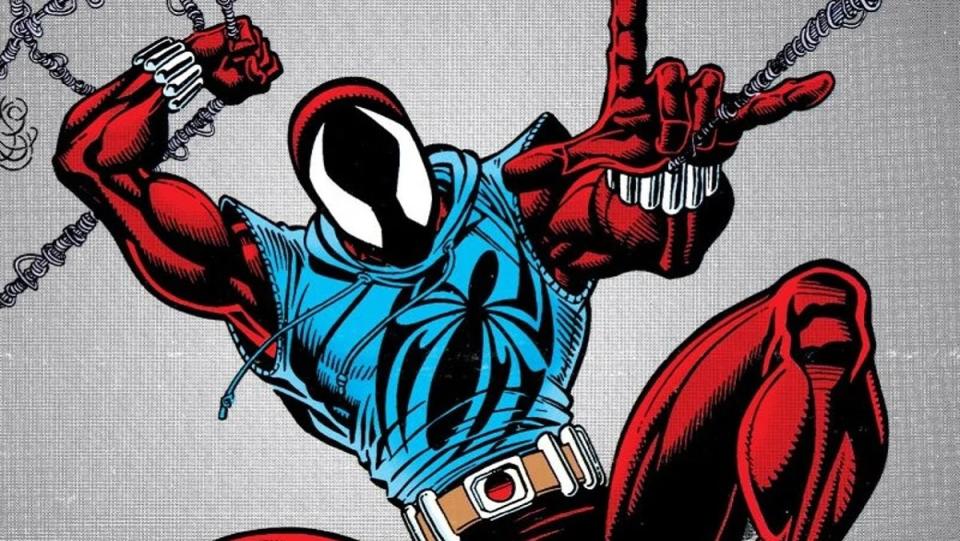 Scarlet Spider in his original costume, art by Tom Lyle. 