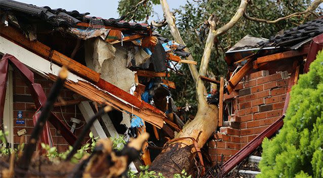 A tree crushed a home in Mount Druitt earlier today. All inside were reported as OK. Photo: Supplied.