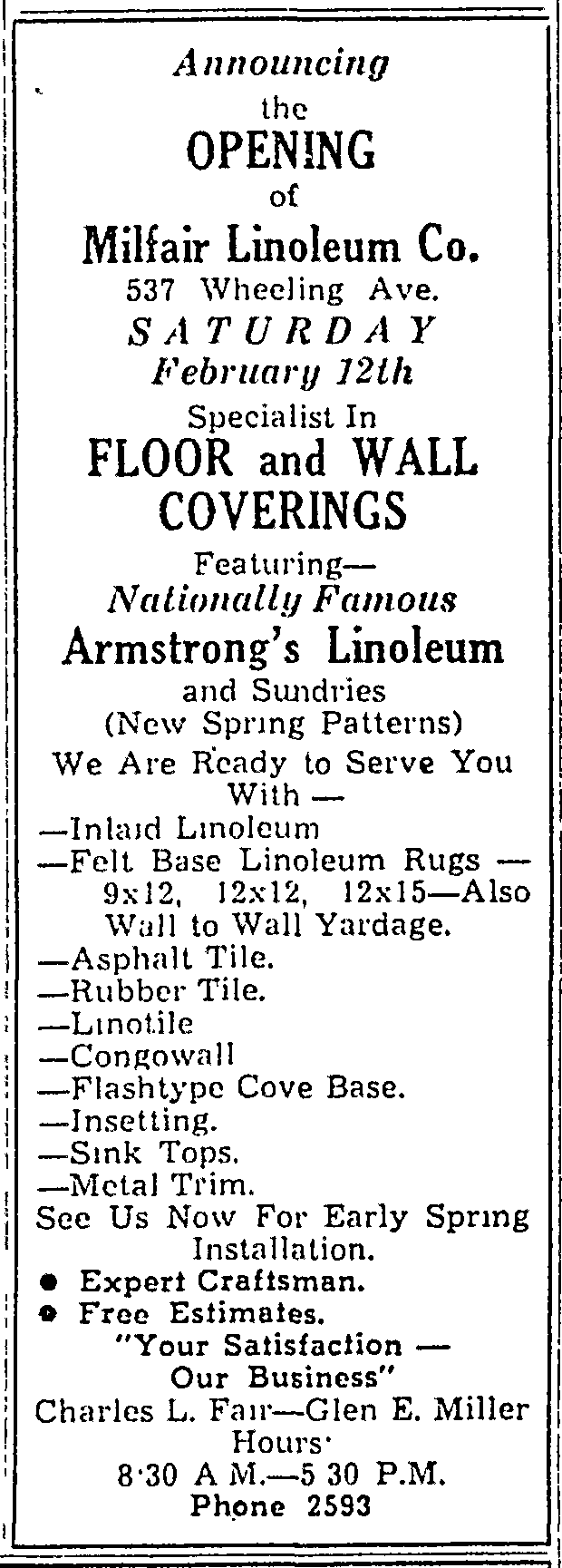 This ad appeared in The Jeffersonian in 1949.