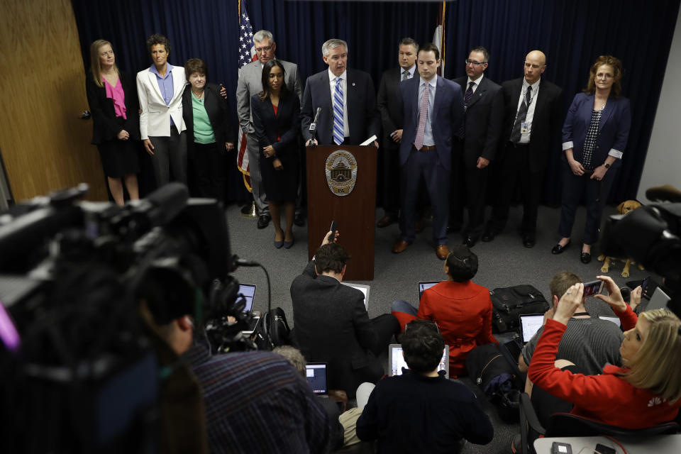 <p>District Attorney Kevin Steele speaks at a news conference after Bill Cosby was found guilty in his sexual assault trial, Thursday, April 26, 2018, in Norristown, Pa. (Photo: Matt Slocum/AP) </p>