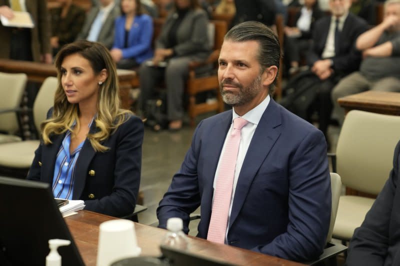 Donald Trump Jr. testifies Wednesday in the fifth week of former President Donald Trump's civil fraud trial at State Supreme Court in New York City. Pool Photo by Seth Wenig/UPI