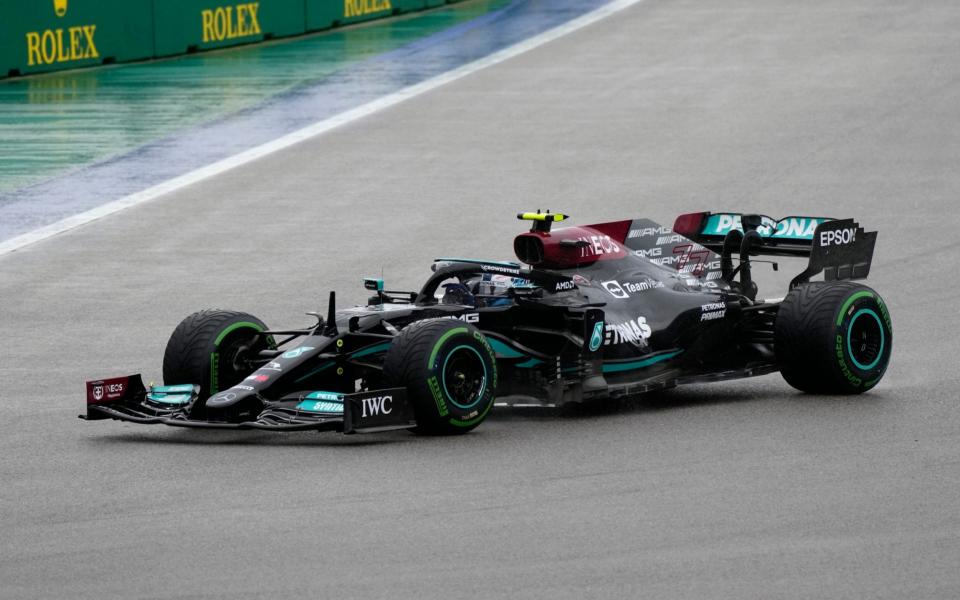 Mercedes driver Lewis Hamilton of Britain steers his car during the qualifying session at the Sochi Autodrom circuit, in Sochi, Russia, Saturday, Sept. 25, 2021. The Russian Formula One Grand Prix will be held on Sunday - AP Photo/Sergei Grits