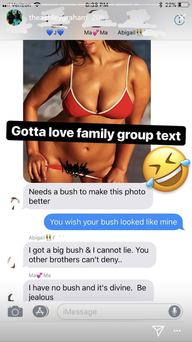 Ashley Graham's Family Are Group-Texting About Her Bush—No, We're Not  Kidding - Yahoo Sports