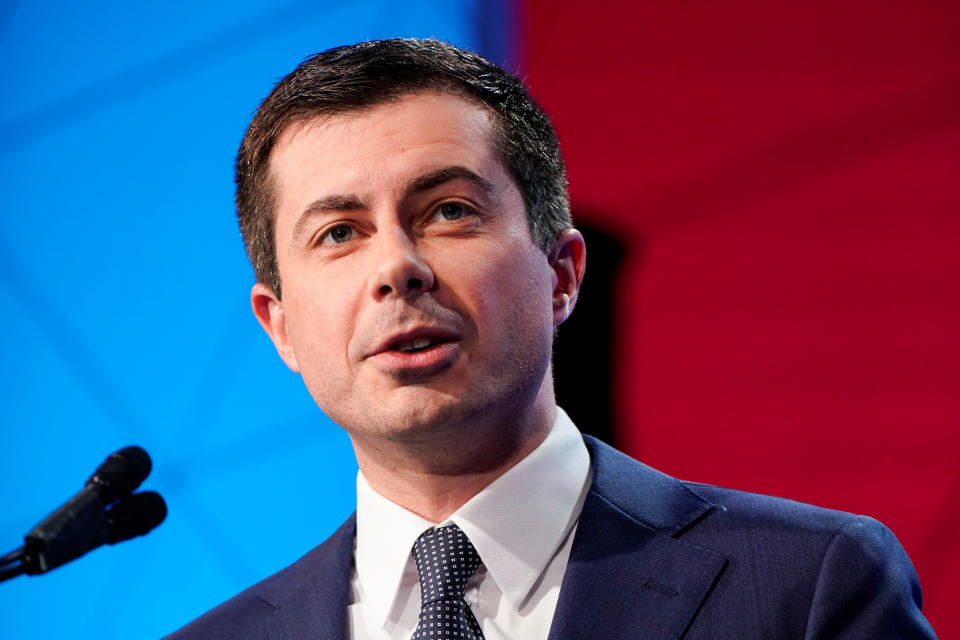 Democratic presidential candidate former South Bend, Indiana mayor Pete Buttigieg speaks to the U.S. Conference of Mayors 88th Winter meeting in Washington, U.S., January 23, 2020. REUTERS/Joshua Roberts