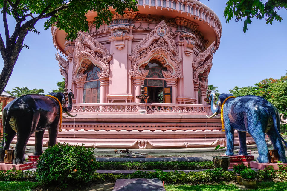 View of the Erawan Museum in Bangkok, Thailand. The Museum is one of the most unique and fascinating temples in Bangkok.