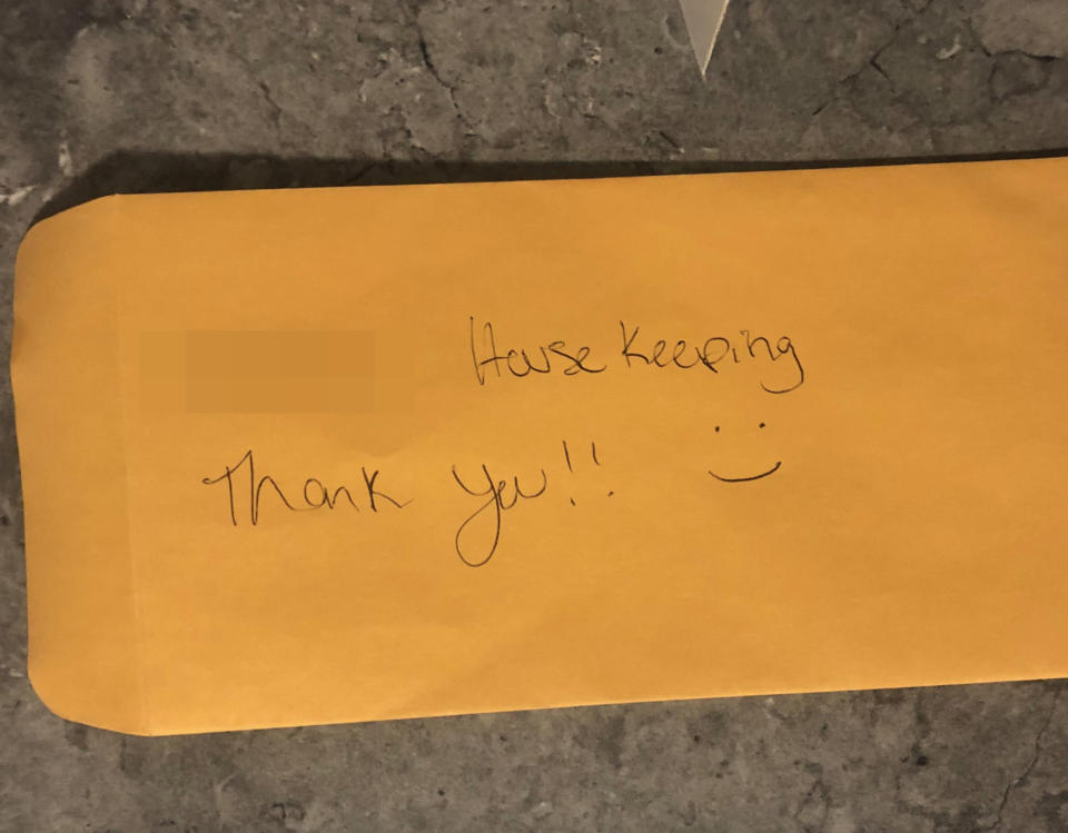 An envelope for a house keeping tip