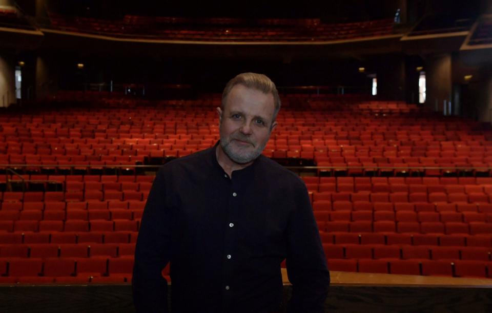 Michael Londra poses at Stephens Auditorium Wednesday, April 14, 2021, in Ames, Iowa.
