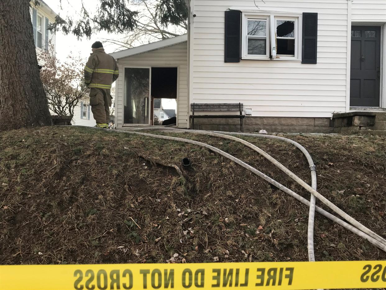 Lafayette firefighters seen on scene in the 100 block of South 28th Street where a house exploded about 2:30 p.m. Friday, Jan. 6, 2023. One person inside was rushed to a local hospital and later died from his injuries.