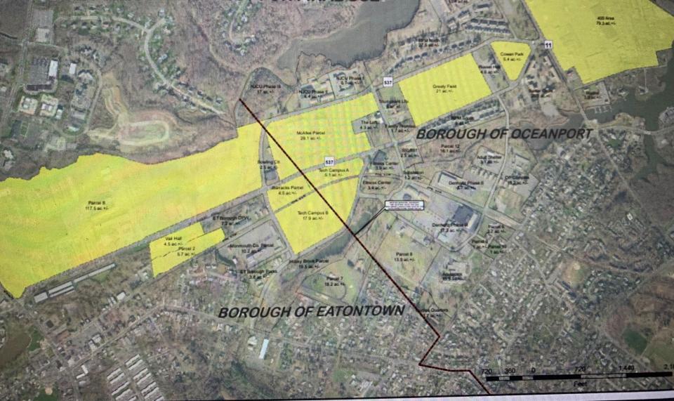 Image shows boundary of Mega Parcel, a 289-acre site for sale at Fort Monmouth