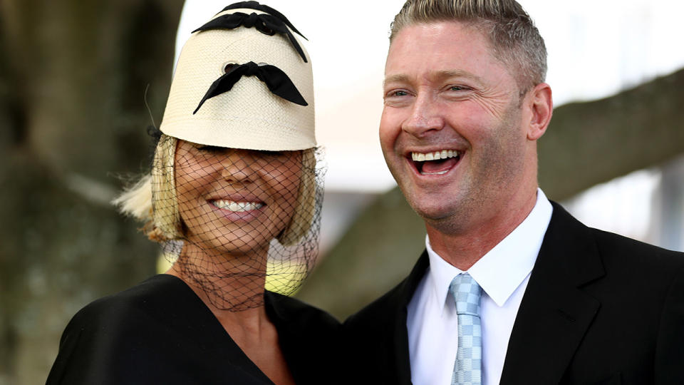 Pip Edwards and Michael Clarke, pictured here at The Everest Race Day at Royal Randwick.