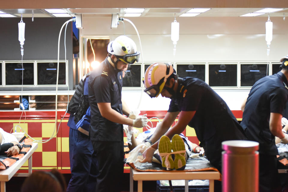 SCDF personnel taking part in the Northstar counter-terrorism exercise at Changi Airport in October 2017. (Yahoo News Singapore file photo)