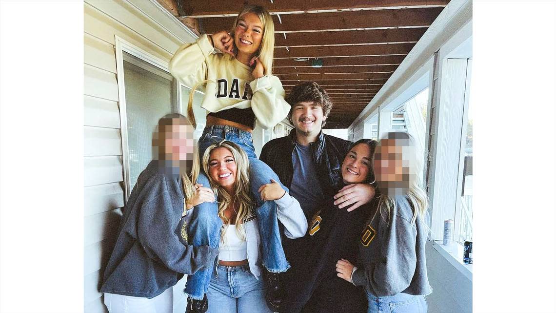 Four University of Idaho students were stabbed to death at an off-campus house on King Road in Moscow on Nov. 13, 2022. The victims were seniors Madison Mogen, top left, and Kaylee Goncalves, lower left, freshman Ethan Chapin, center, and junior Xana Kernodle, right.