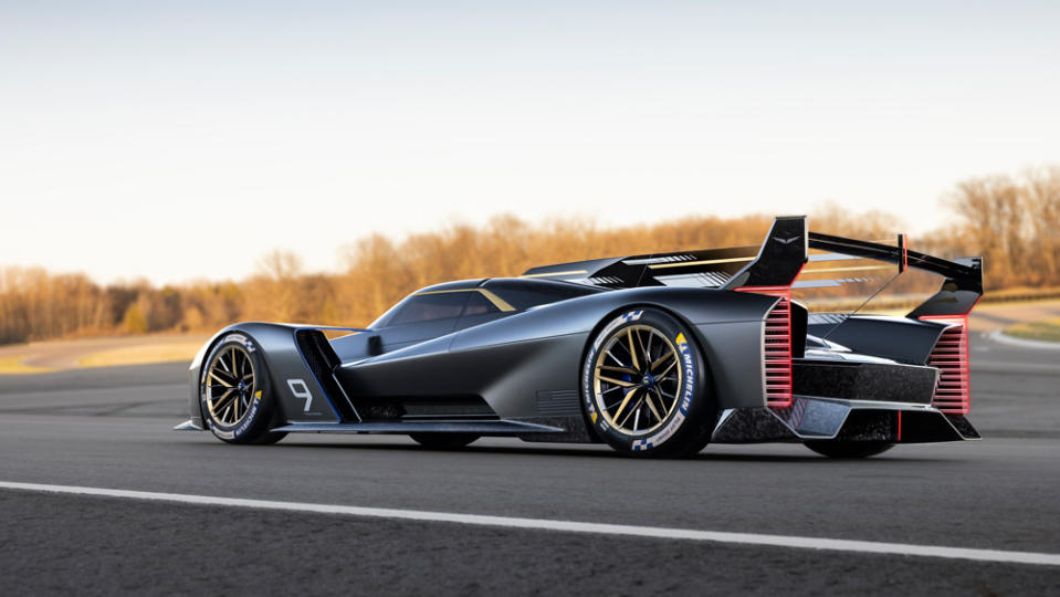 According to Cadillac designer Chris Mikalauskas, the new LMDh concept is “much wider than the outgoing DPi car; it’s lower and longer and really sleek.” - Credit: Cadillac