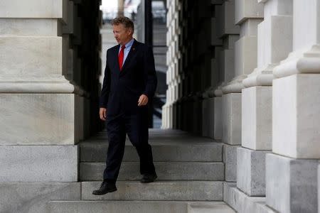 U.S. Senator Rand Paul (R-KY) departs from the Capitol Building for a briefing on North Korea at the White House, in Washington, U.S., April 26, 2017. REUTERS/Aaron P. Bernstein