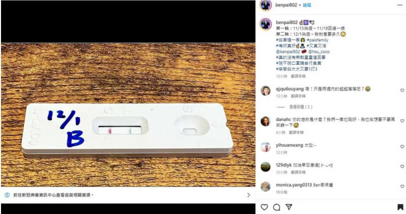阿Ben半個月確診2次，無奈表示「沒有無敵星星這回事」。（圖／阿Ben，IG）
