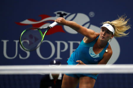 Tennis - US Open - Quarterfinals - New York, U.S. - September 6, 2017 - CoCo Vandeweghe of the United States in action against Karolina Pliskova of Czech Republic. REUTERS/Mike Segar