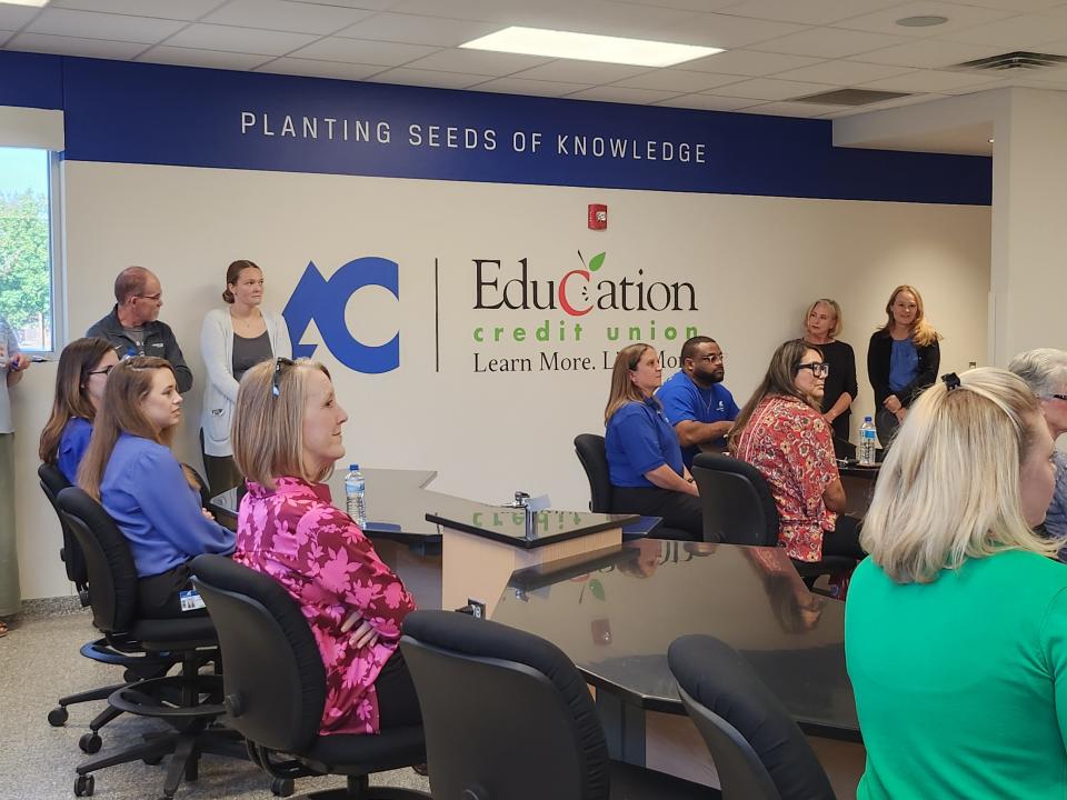 The Education Credit Union Foundation presents the $500,000 STEM scholarship endowment to Amarillo College (AC) and unveils the newly named ECU Foundation STEM Lab located in the AC STEM Research Center during a Tuesday afternoon check presentation.