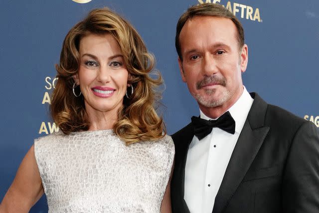 <p>Kevin Mazur/Getty Images for WarnerMedia</p> Faith Hill and Tim McGraw appear at the 28th Screen Actors Guild Awards at Barker Hangar in 2022