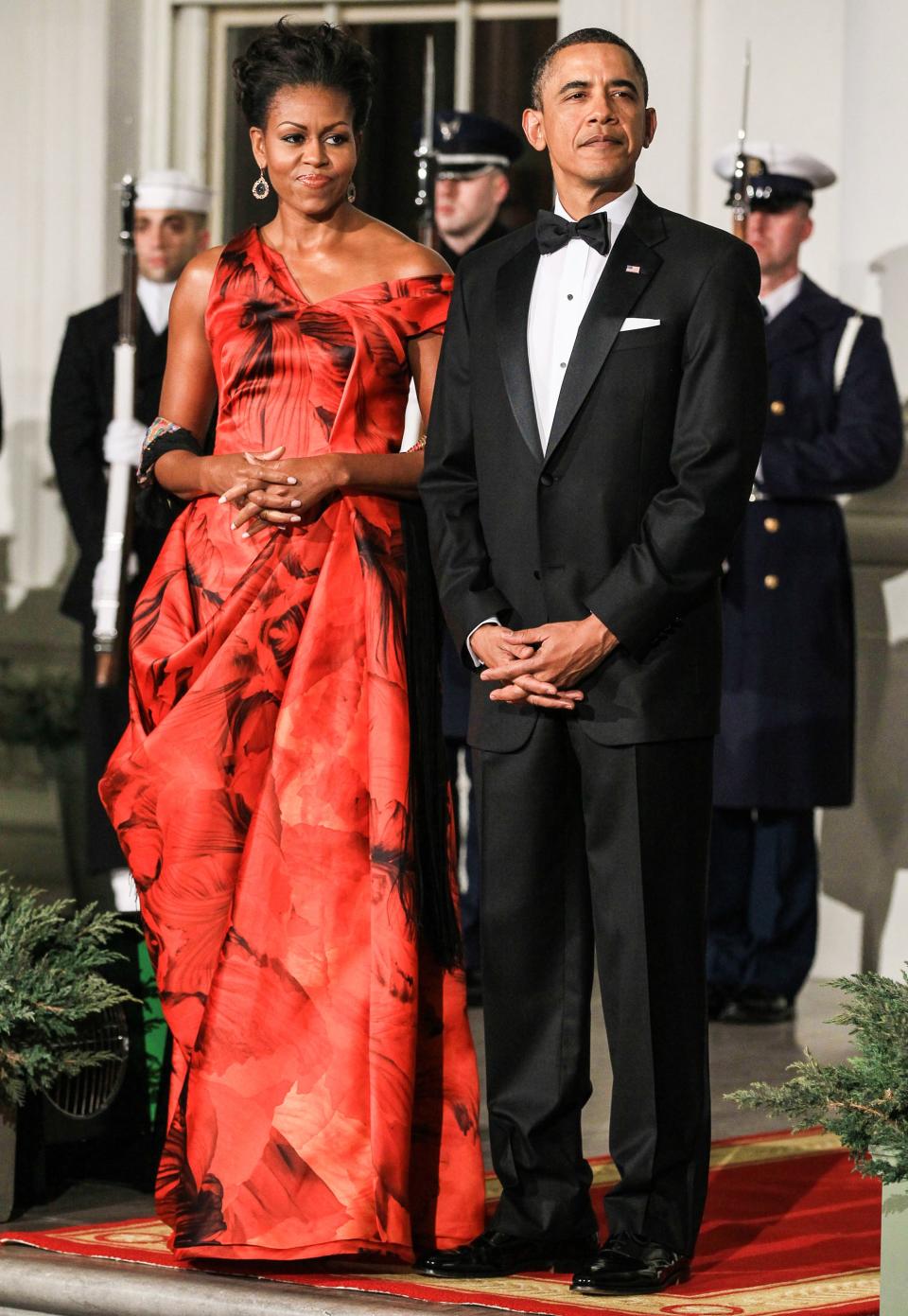 <p>At the 2011 state dinner for China wearing Alexander McQueen.</p>