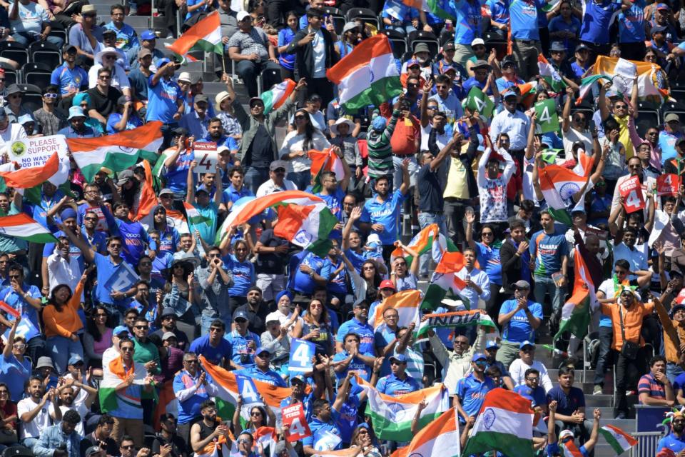 India fans celebrate as their team remain unbeaten at the Cricket World Cup - with hosts England next up, a match the one-time tournaments surely have to win.