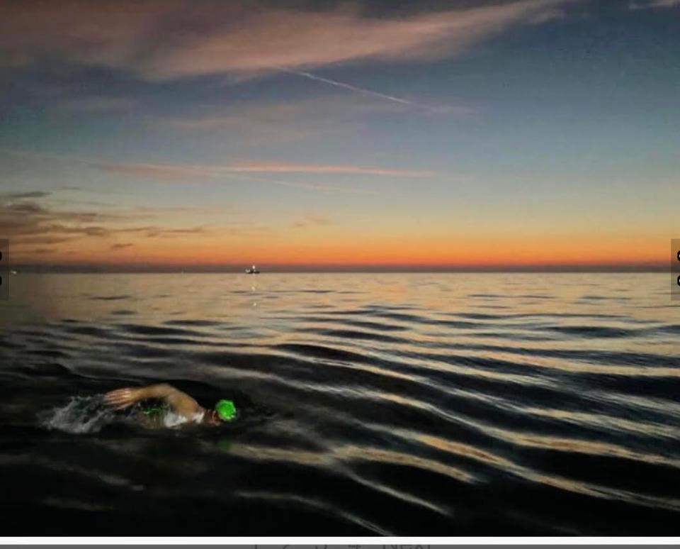 Sarasota's Allen Hillman during his swim across the English Channel.