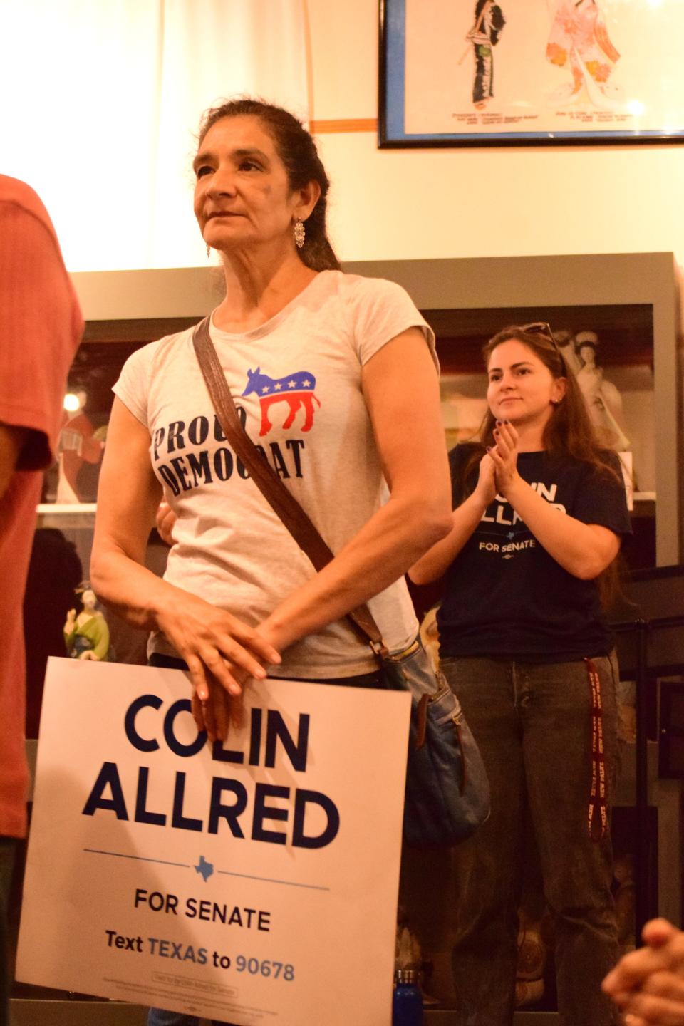 Lori Acker attended Wednesday's political huddle in Corpus Christi in support of senatorial candidate Colin Allred, a U.S. Congressman in Texas' 32nd district.