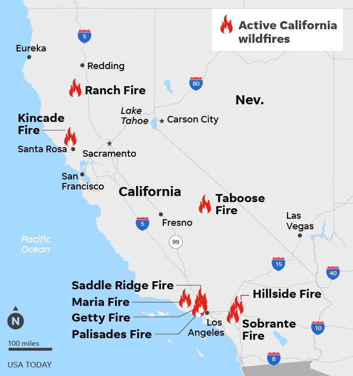 SOURCE CAL FIRE, As of 8 a.m. ET, Nov. 4; ESRI